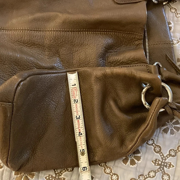 Mila Paoli Brown Leather Handbag Silver Hardware - Picture 14 of 15